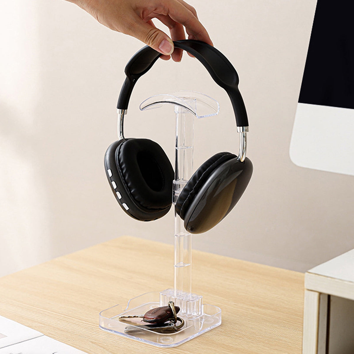 Clear Acrylic Headphone Stand, 10 Inch Desktop Hanger for Over-Ear Headsets - Image 5