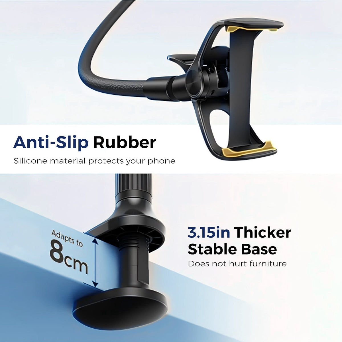 Gooseneck Phone Mount with 31.5 Inch Arm, Clamp Stand for Bed or Desk - Image 2