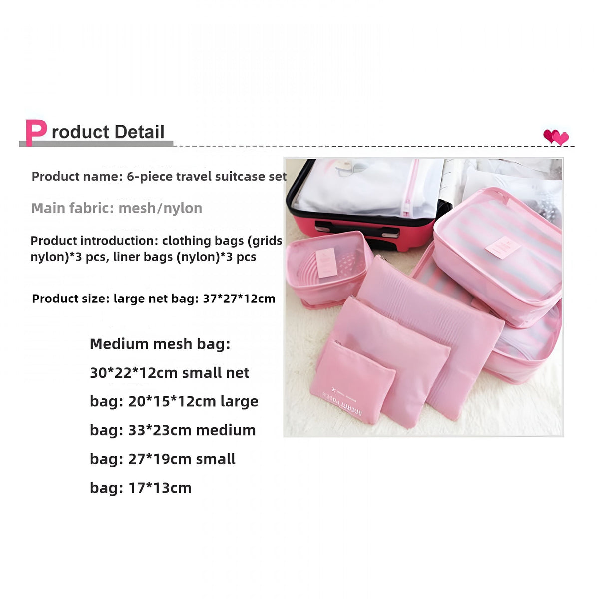 Compression Packing Cubes, Six Piece Travel Set with Mesh Panels - Image 5