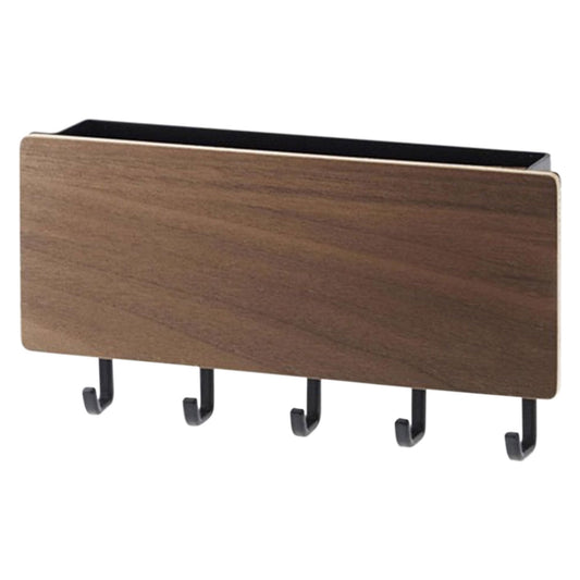 Wall Mounted Key and Mail Rack with Five Hooks, Adhesive Entryway Organizer