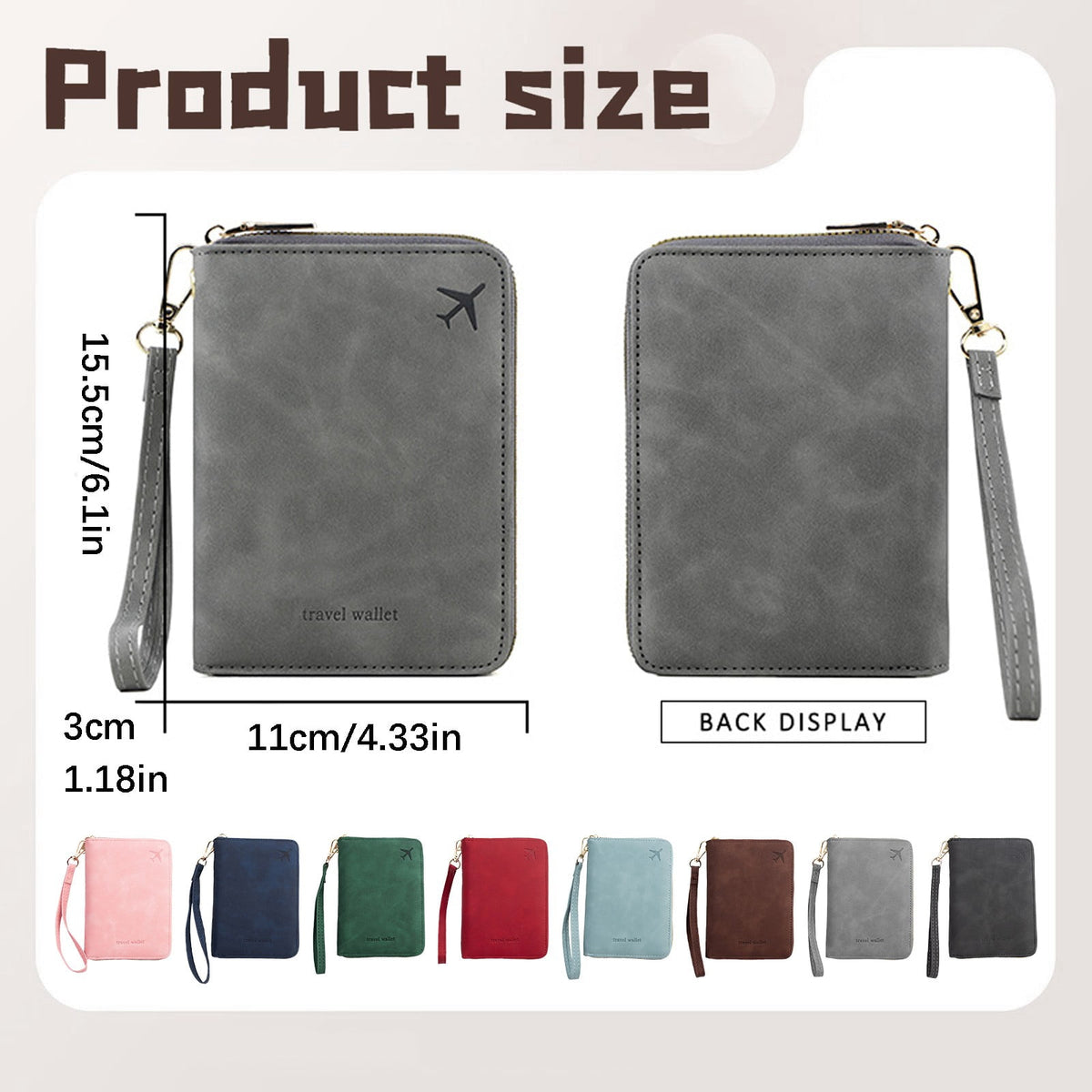 RFID Blocking Passport Wallet, Zip Travel Document Organizer in Faux Leather - Image 3