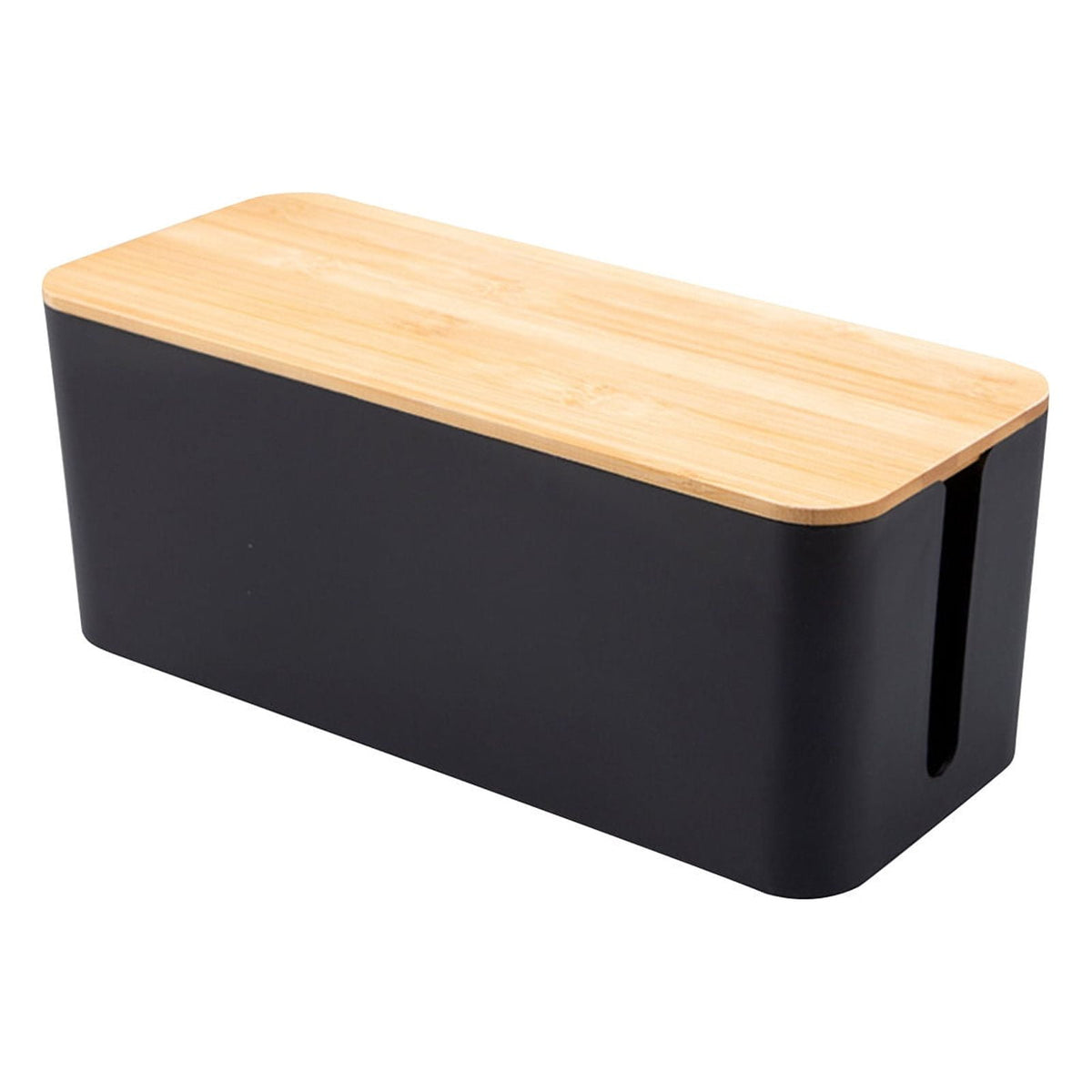 Cable Management Box with Wooden Lid, 12 x 5 x 4.5 Inch Cord and Power Strip Cover