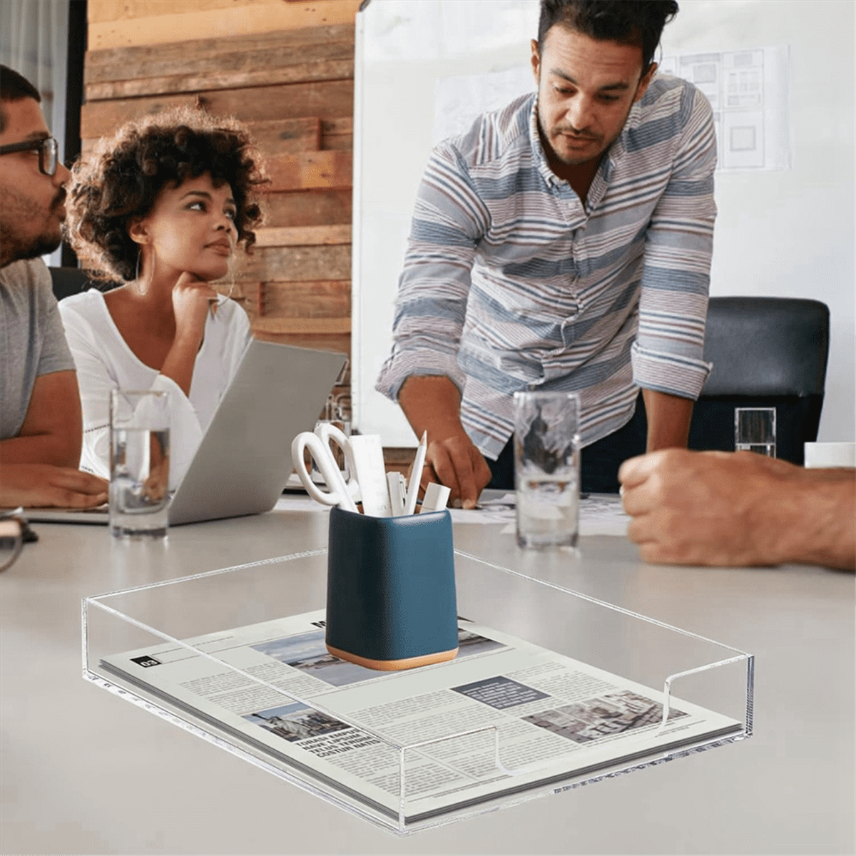 Clear Acrylic Letter Tray, Stackable Desktop Paper Sorter for Documents and Mail - Image 2