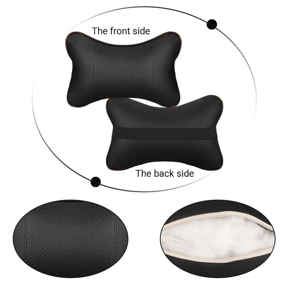 Car Headrest Cushions, Pair of Padded Neck Supports in Black - Image 5