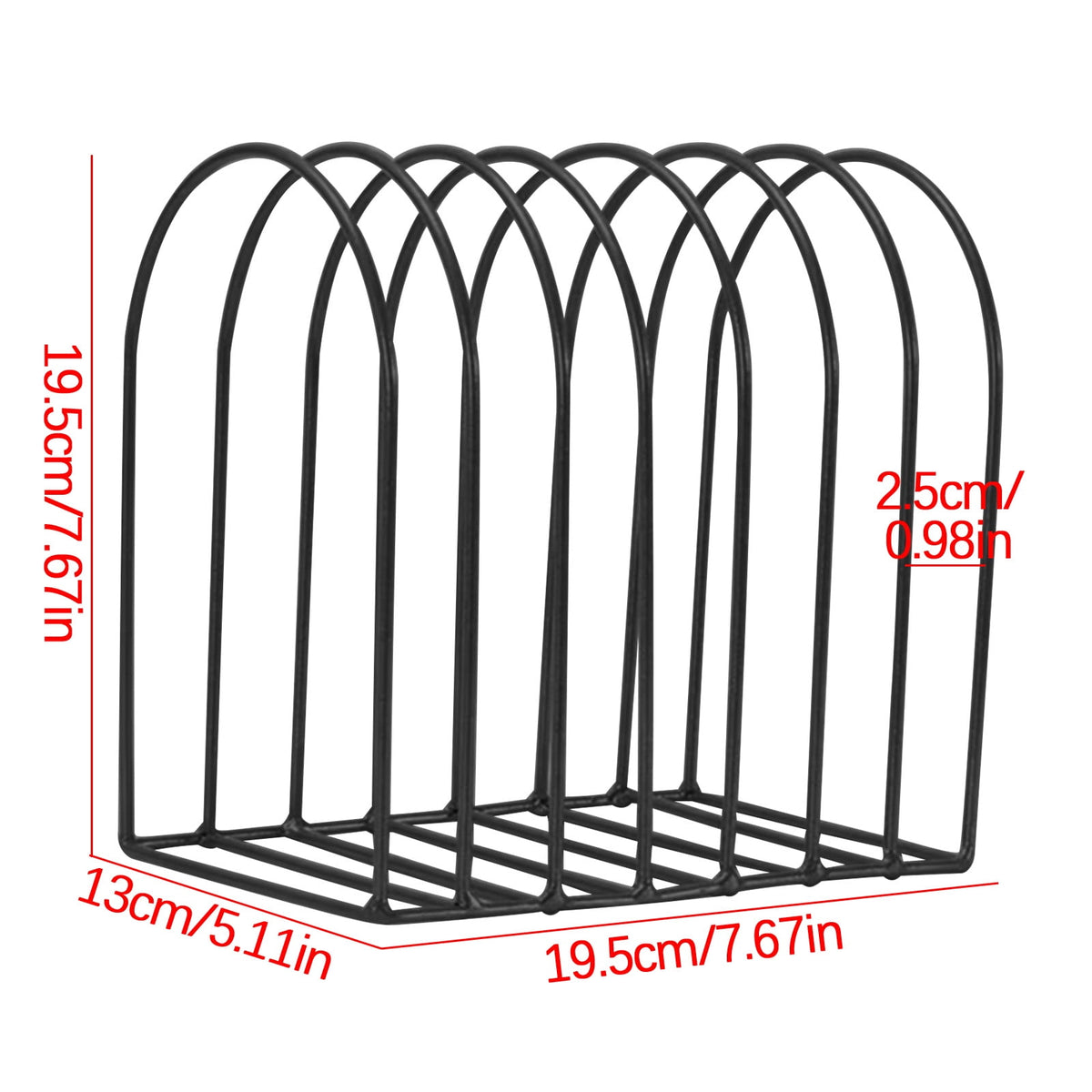 Seven Slot Metal File Sorter, Half-Round Desktop Rack for Magazines and Folders - Image 3
