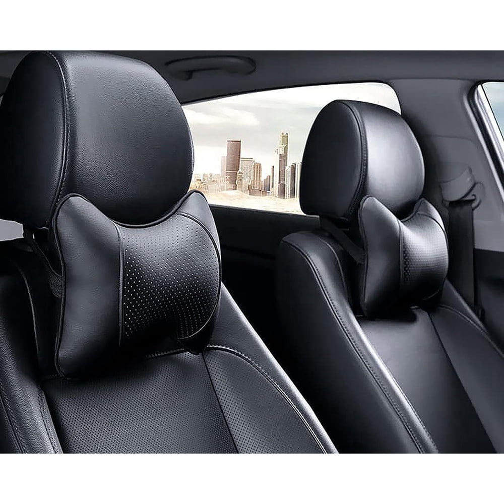 Car Headrest Cushions, Pair of Padded Neck Supports in Black - Image 6