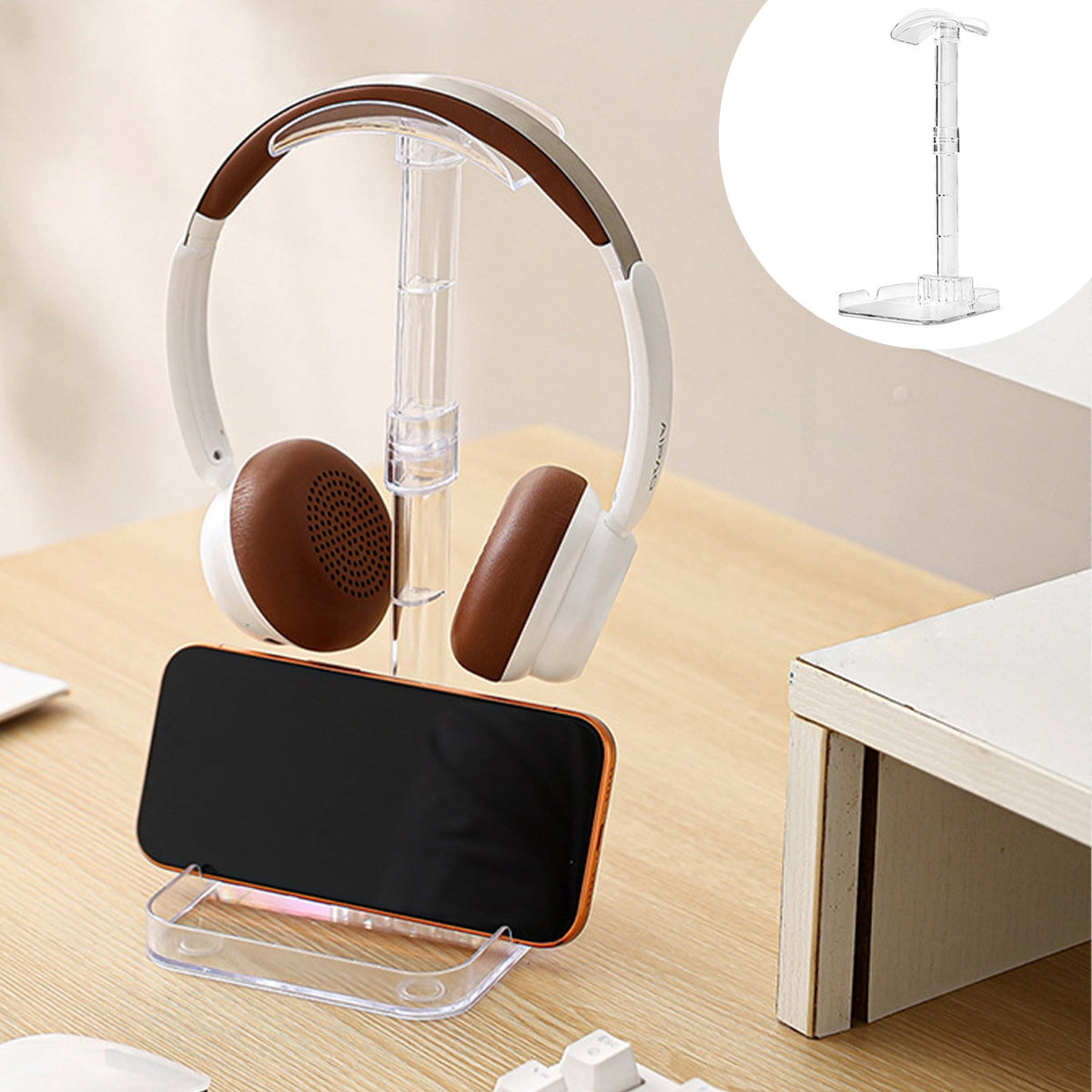 Clear Acrylic Headphone Stand, 10 Inch Desktop Hanger for Over-Ear Headsets - Image 6