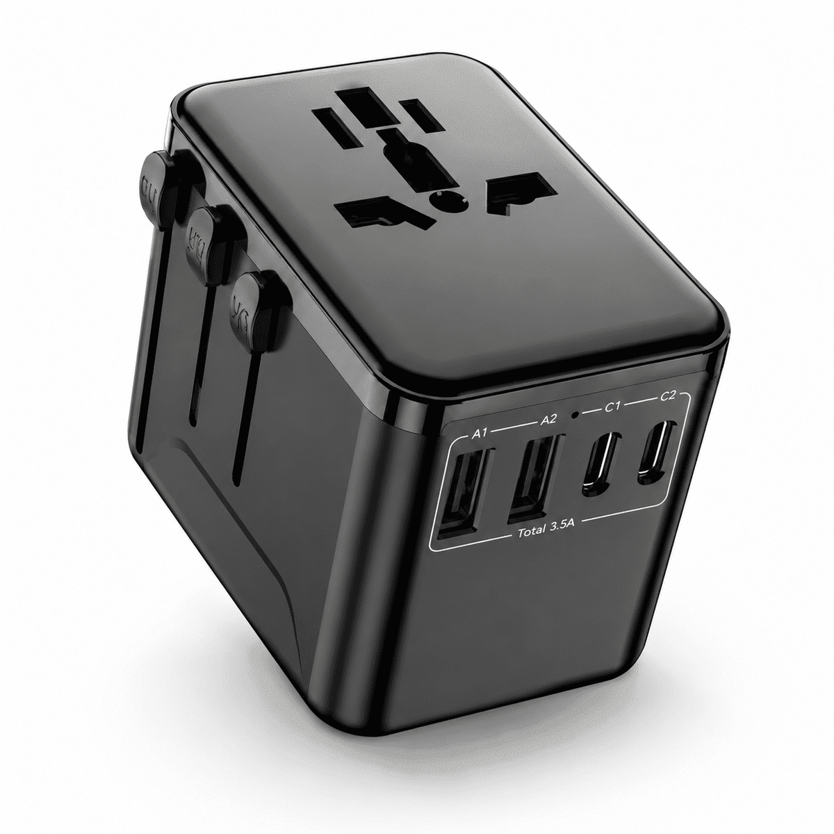 Universal Travel Adapter with USB Ports and a Worldwide AC Outlet
