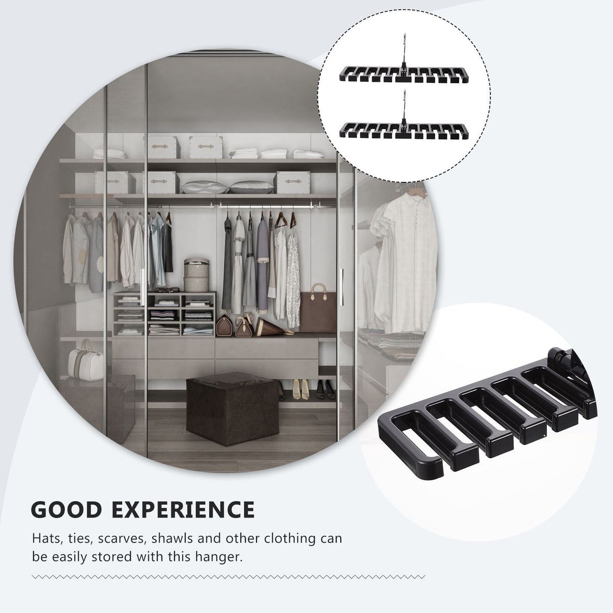 Multi-Slot Belt, Tie and Scarf Rack, Set of 2 Closet Hangers - Image 2