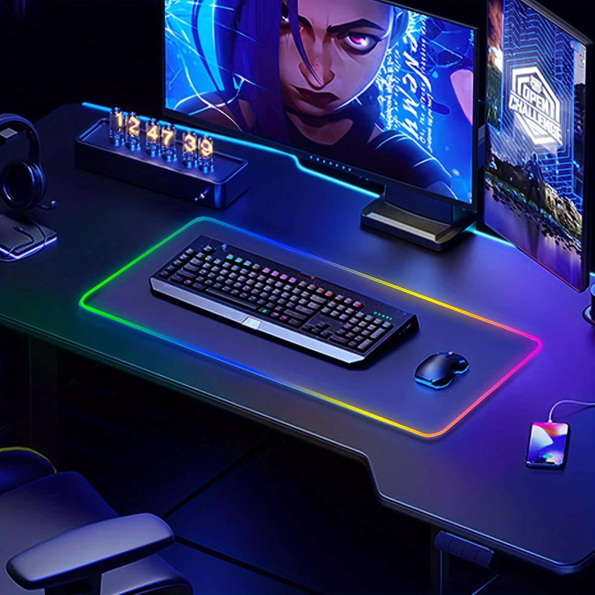 Extra Wide LED Desk Mat, 35.4 x 15.7 Inch Lit Mouse Pad with Non-Slip Base - Image 2