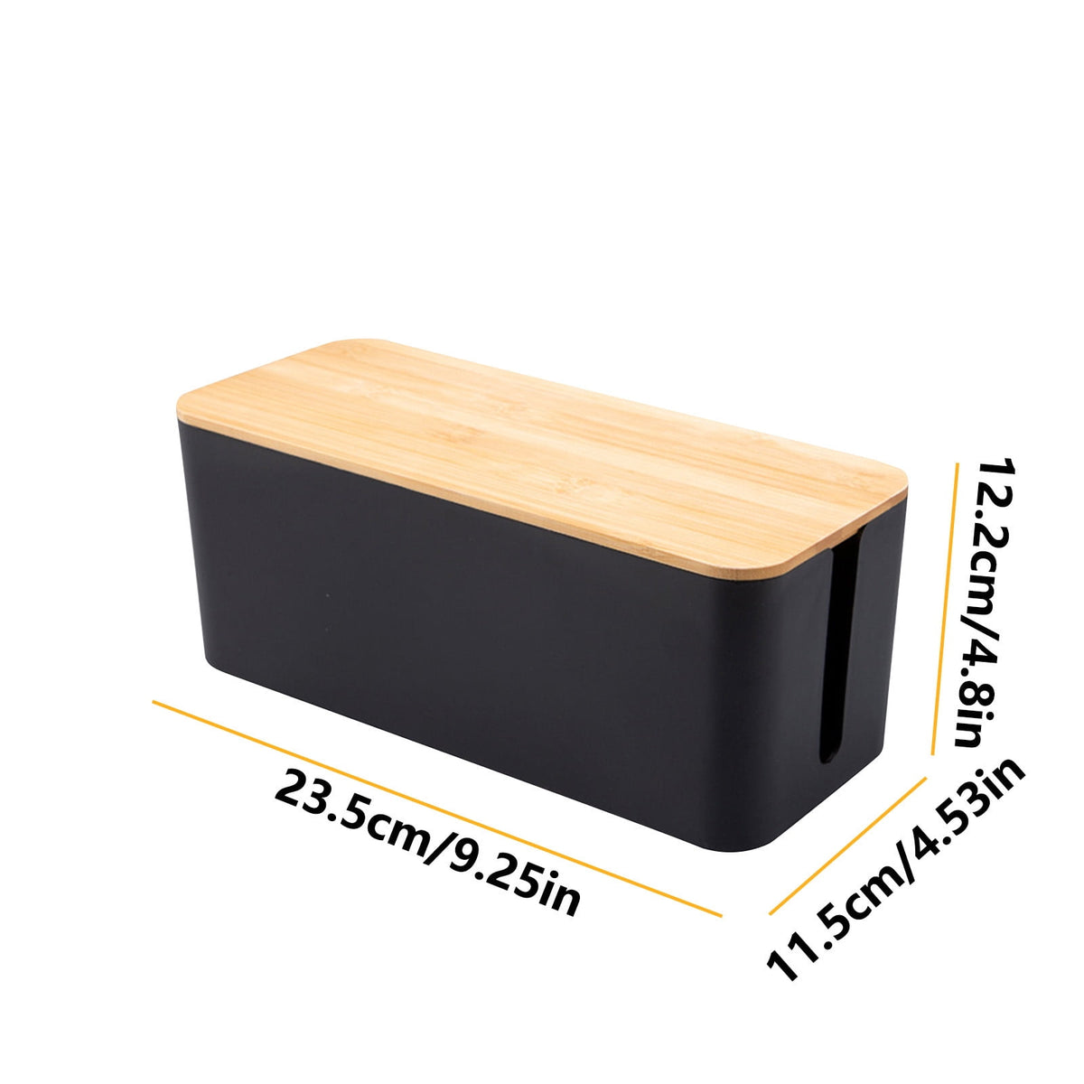 Cable Management Box with Wooden Lid, 12 x 5 x 4.5 Inch Cord and Power Strip Cover - Image 2