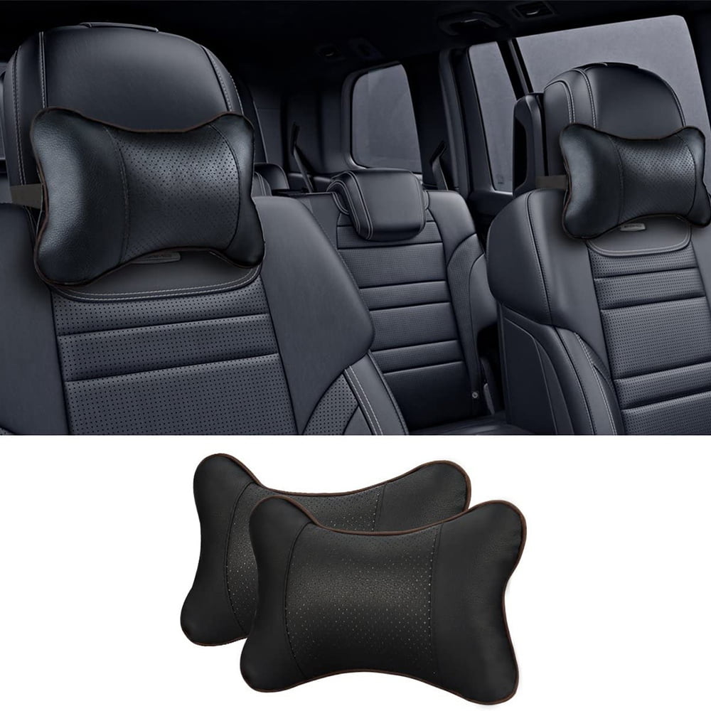 Car Headrest Cushions, Pair of Padded Neck Supports in Black - Image 2