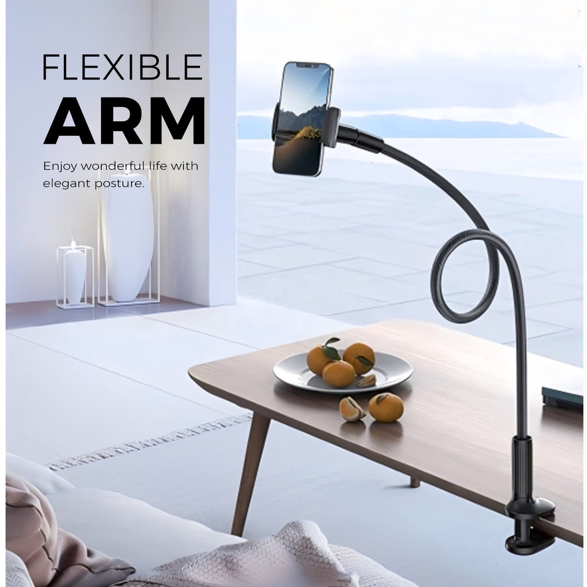 Gooseneck Phone Mount with 31.5 Inch Arm, Clamp Stand for Bed or Desk - Image 3
