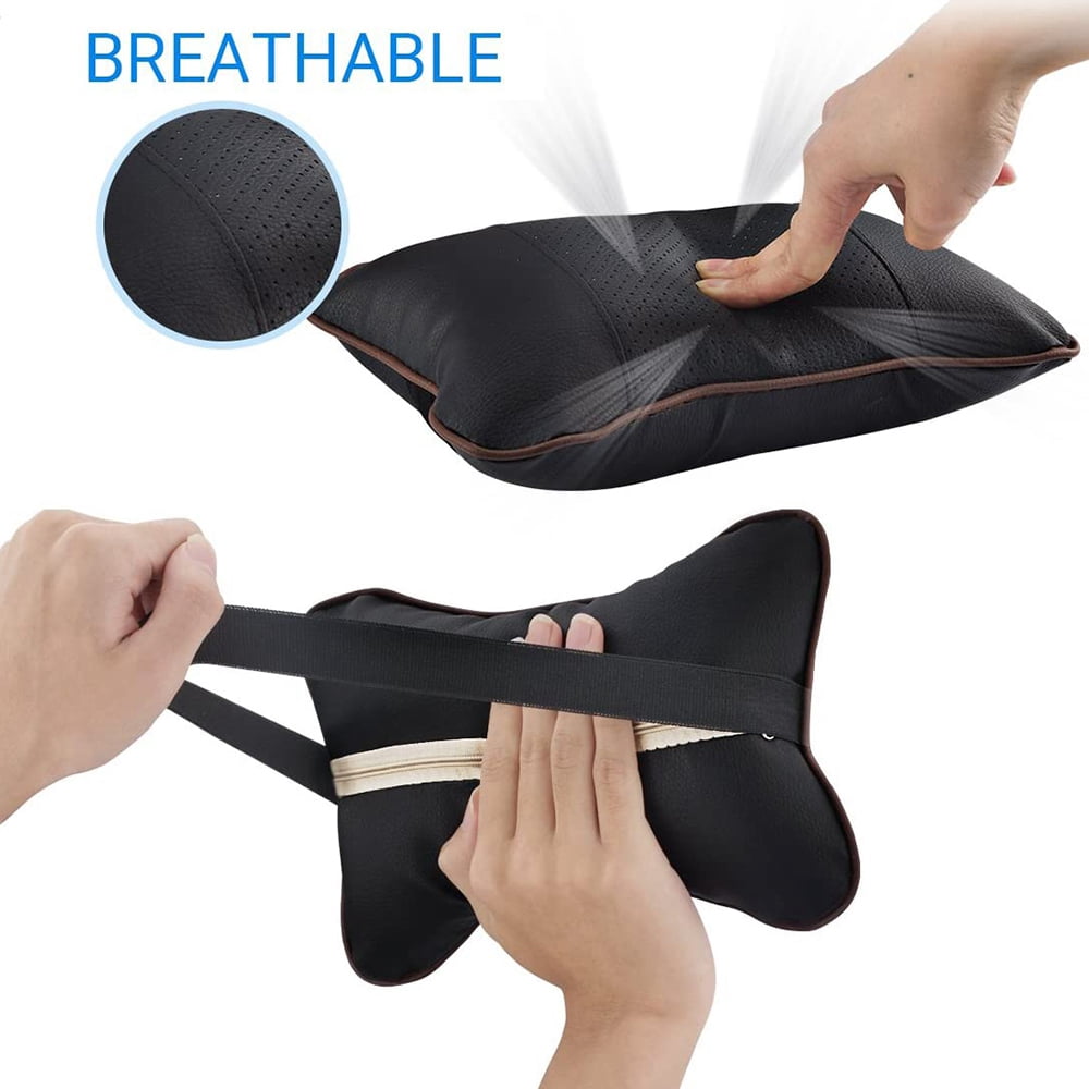 Car Headrest Cushions, Pair of Padded Neck Supports in Black - Image 4