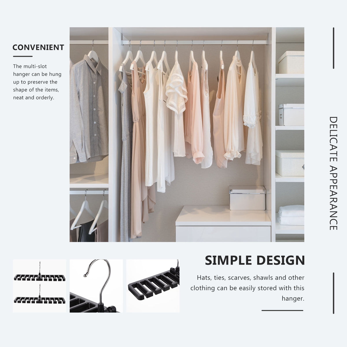 Multi-Slot Belt, Tie and Scarf Rack, Set of 2 Closet Hangers - Image 3