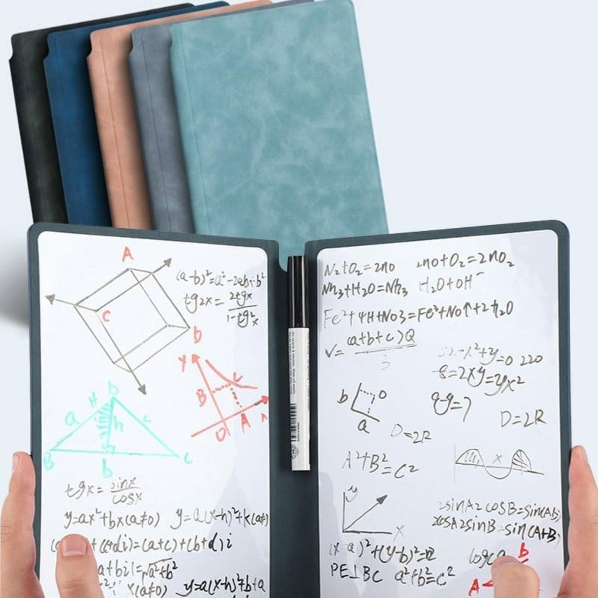 Folding Dry Erase Notebook, Double-Sided Reusable Whiteboard Pages with Marker - Image 4