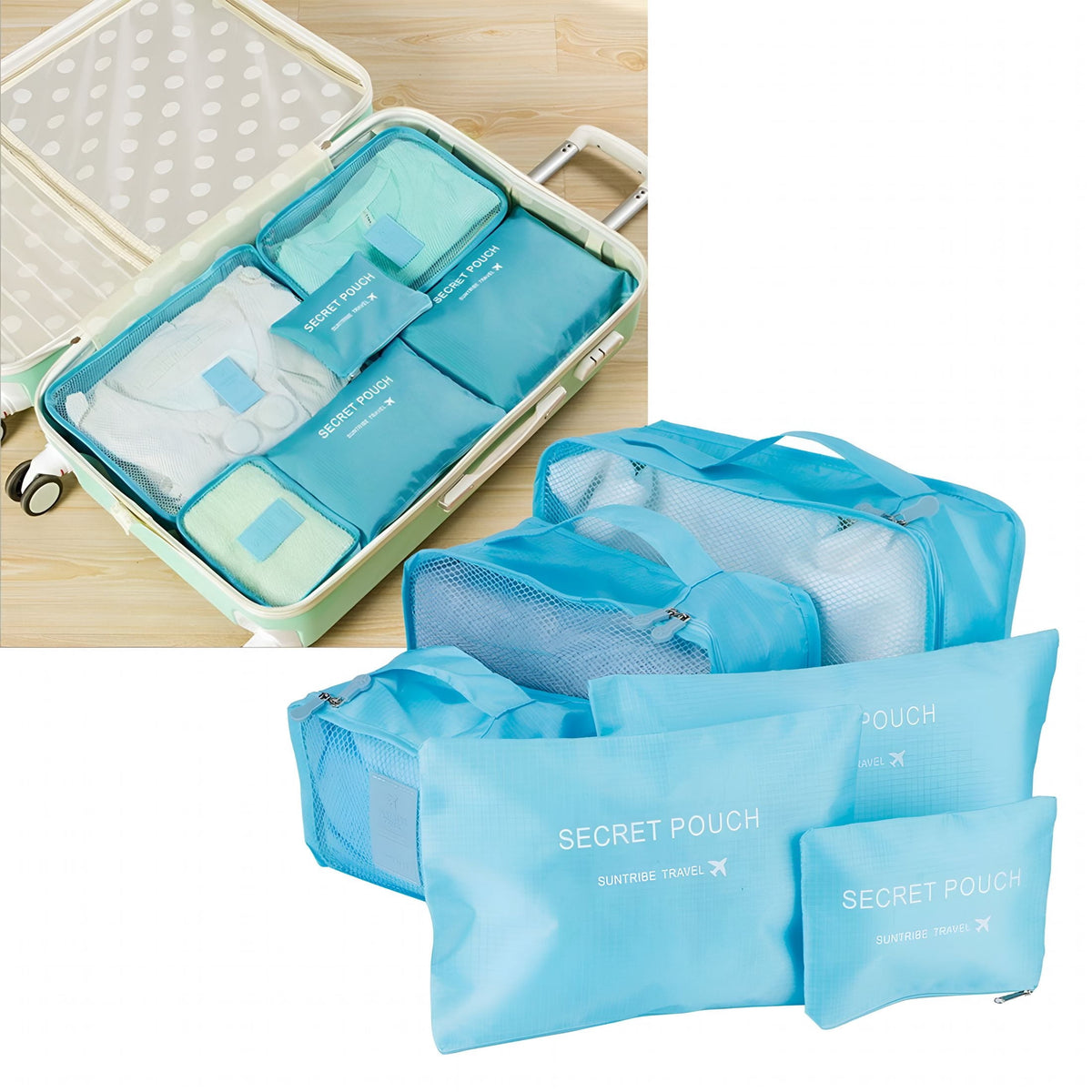 Compression Packing Cubes, Six Piece Travel Set with Mesh Panels - Image 4