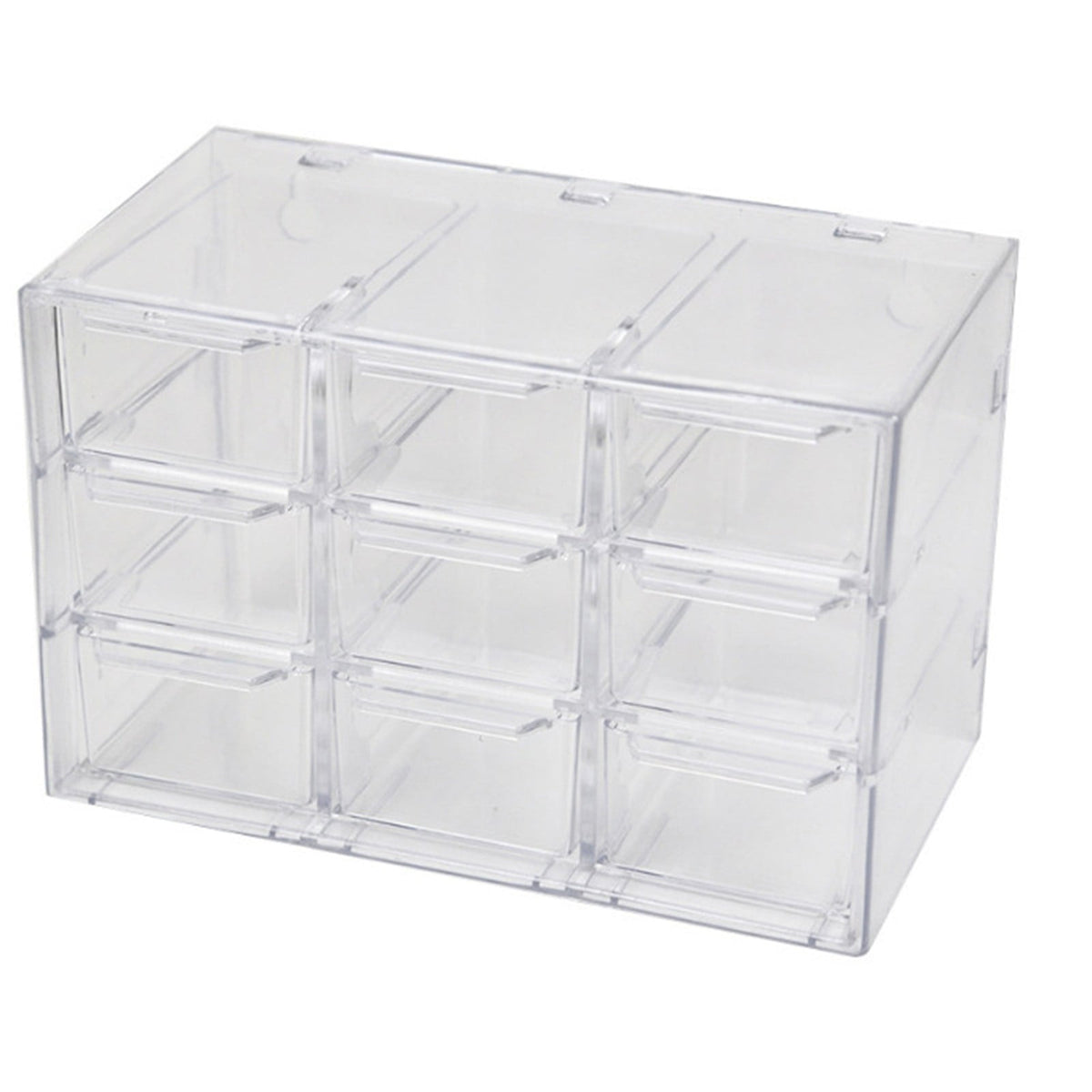 Nine Drawer Desktop Organizer in Clear Plastic, Stackable Small Parts Case