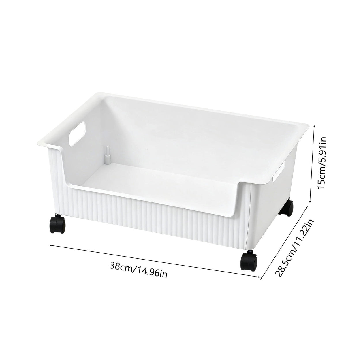 Rolling Under-Desk Storage Tray on Wheels, White Plastic Bin for Stationery - Image 3