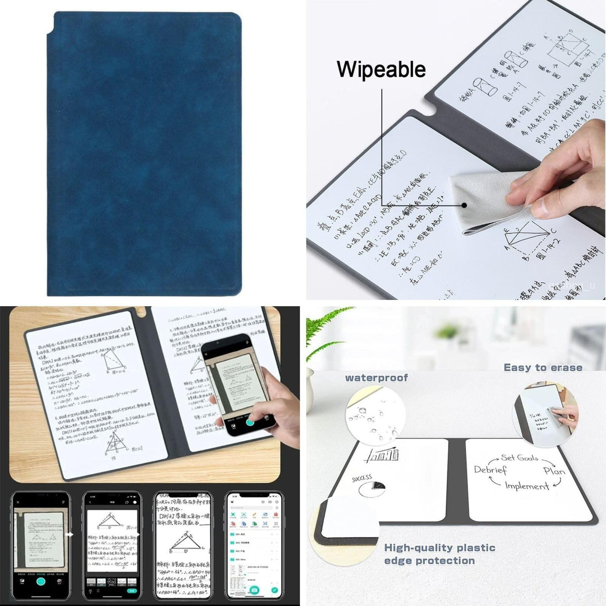 Folding Dry Erase Notebook, Double-Sided Reusable Whiteboard Pages with Marker - Image 5