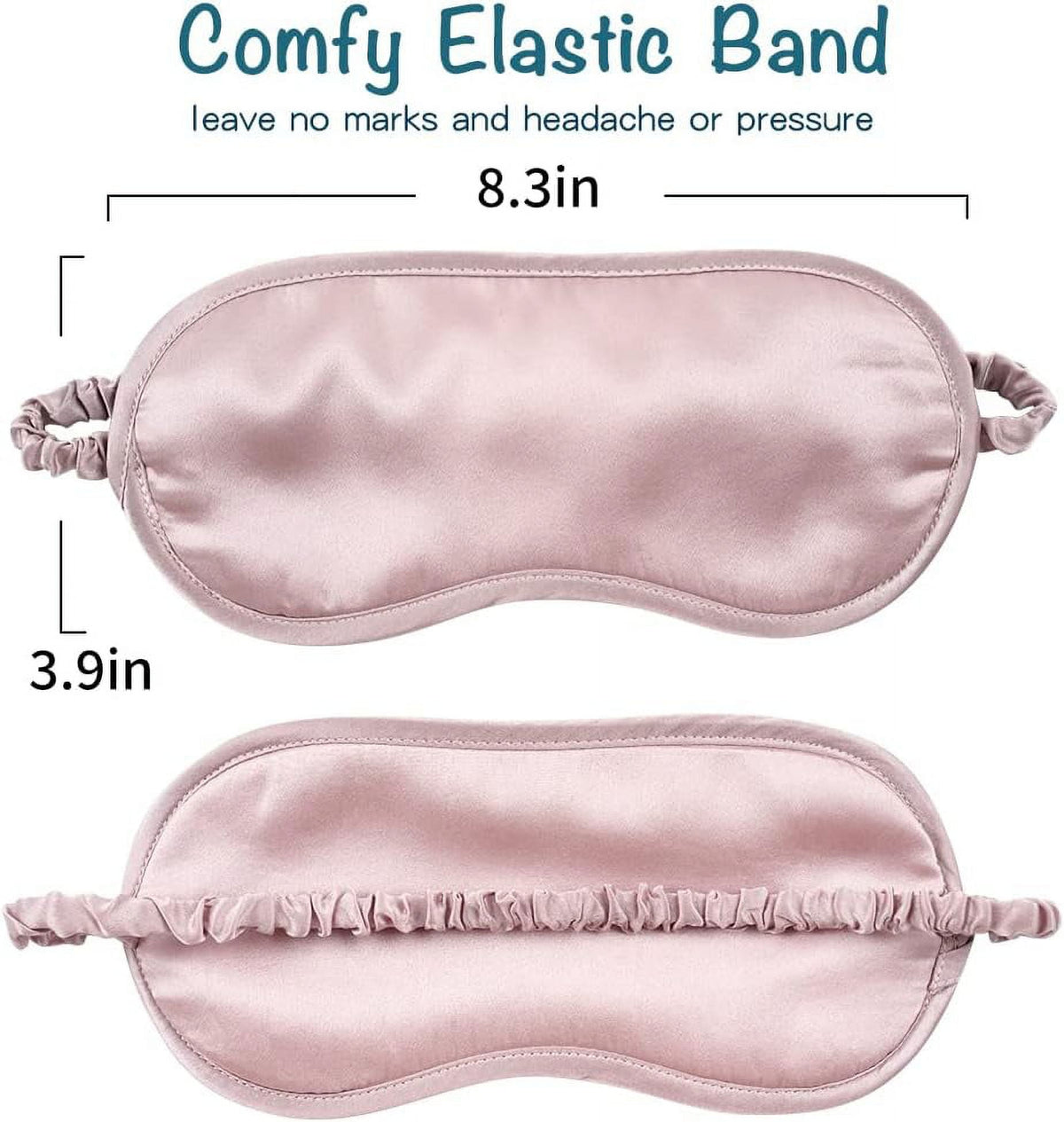 Silk Sleep Mask in Pink, Padded Blindfold with Elastic Headband - Image 6