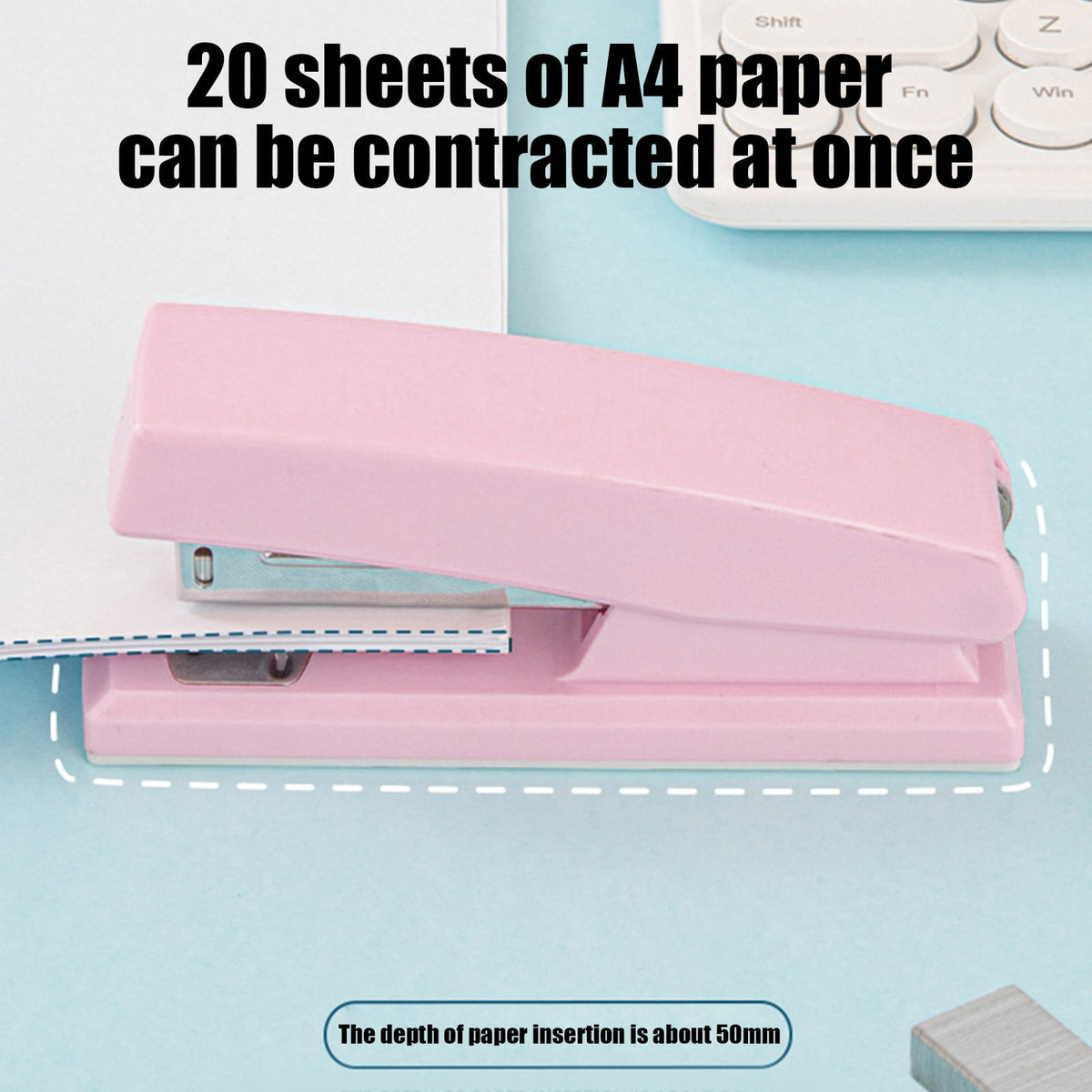 Mini Desk Stapler in Pink, Takes 24/6 and 26/6 Refills, Binds About 20 Sheets - Image 5