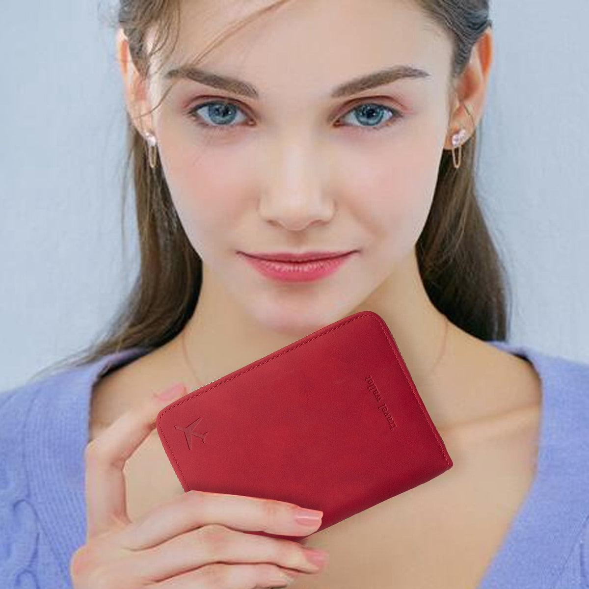 RFID Blocking Passport Wallet, Zip Travel Document Organizer in Faux Leather - Image 5