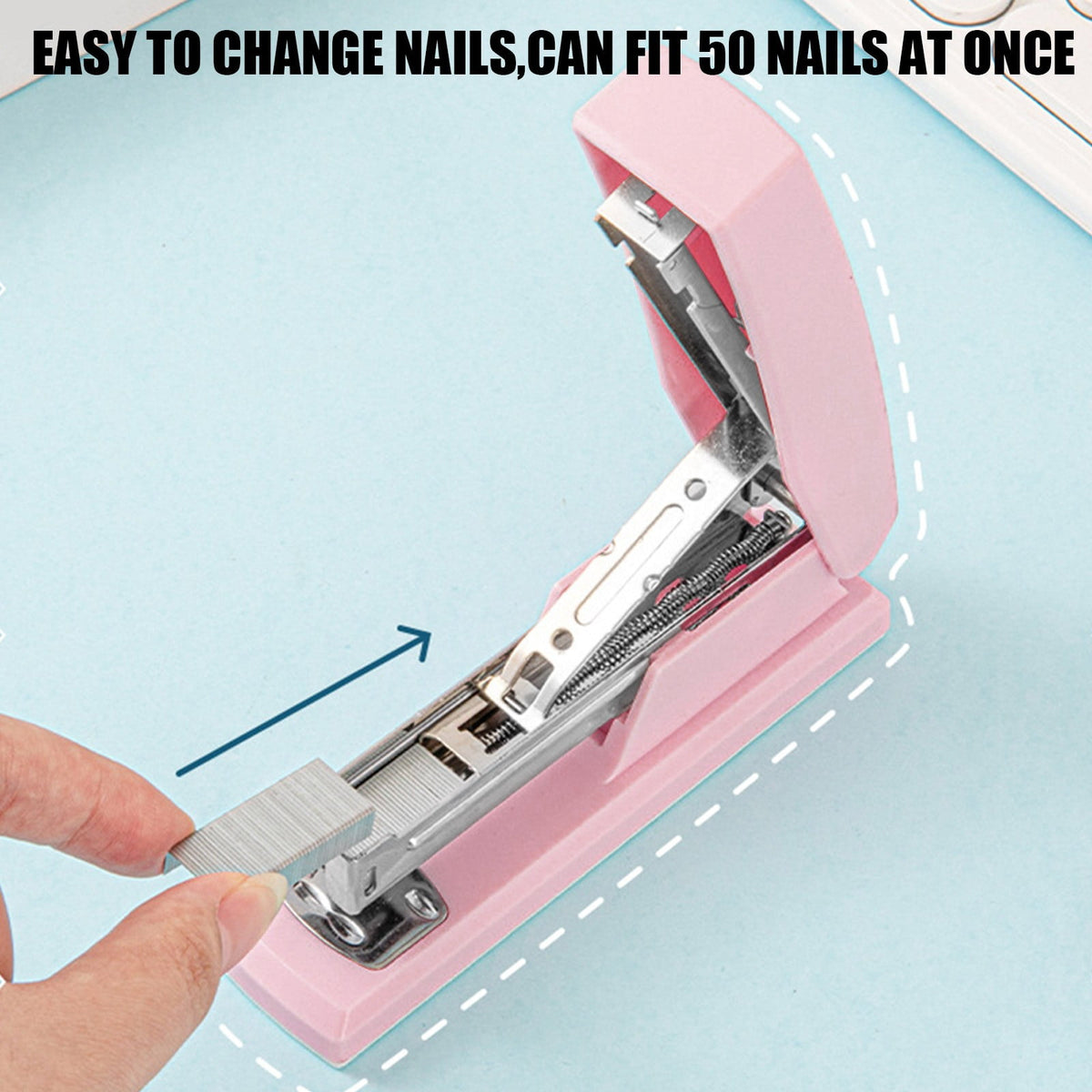 Mini Desk Stapler in Pink, Takes 24/6 and 26/6 Refills, Binds About 20 Sheets - Image 4