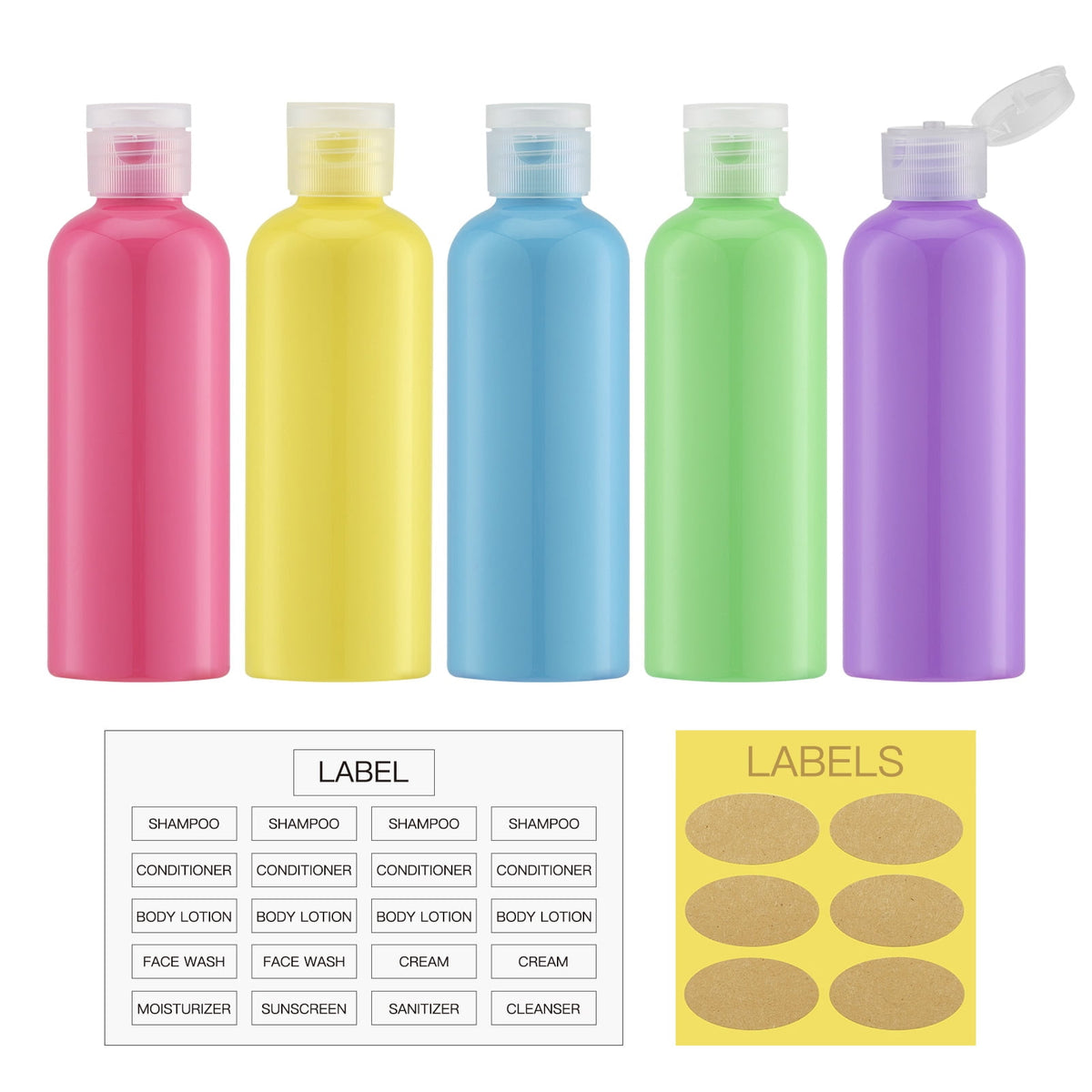 Travel Bottles with Flip Caps, Five 3.4 Ounce Refillable Containers - Image 5