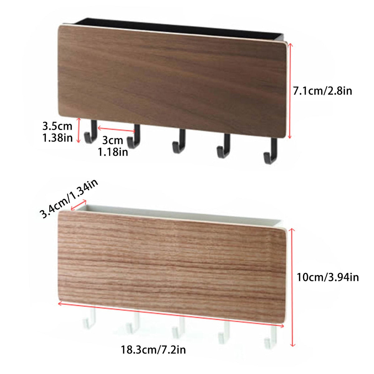 Wall Mounted Key and Mail Rack with Five Hooks, Adhesive Entryway Organizer - Image 3