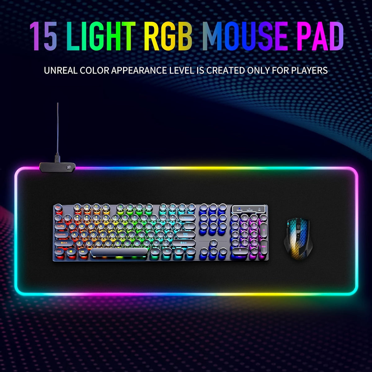 Extra Wide LED Desk Mat, 35.4 x 15.7 Inch Lit Mouse Pad with Non-Slip Base - Image 3