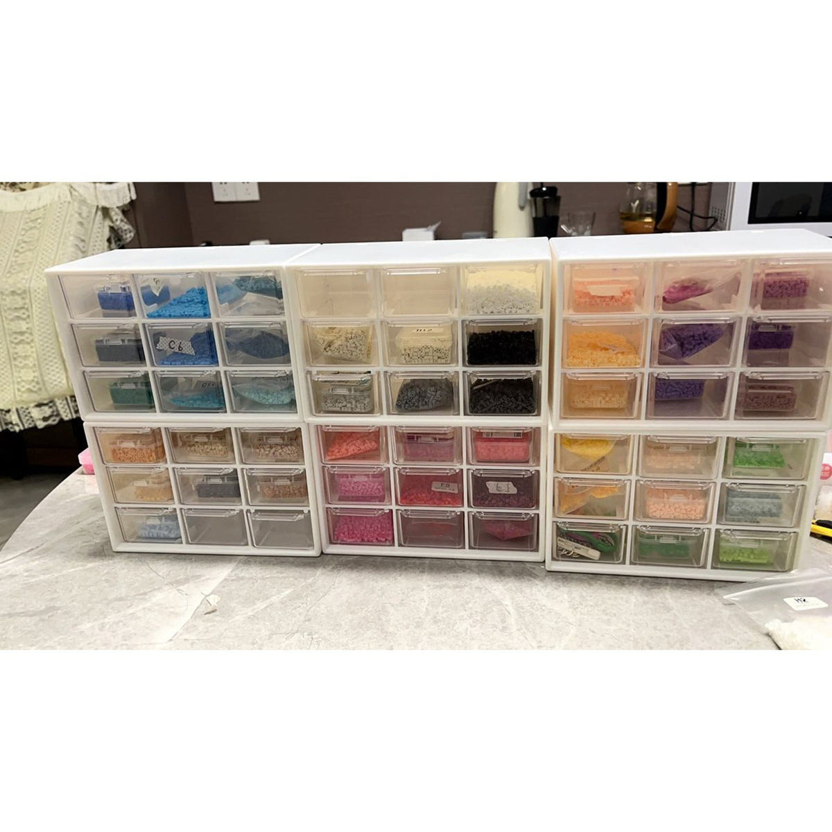 Nine Drawer Desktop Organizer in Clear Plastic, Stackable Small Parts Case - Image 5