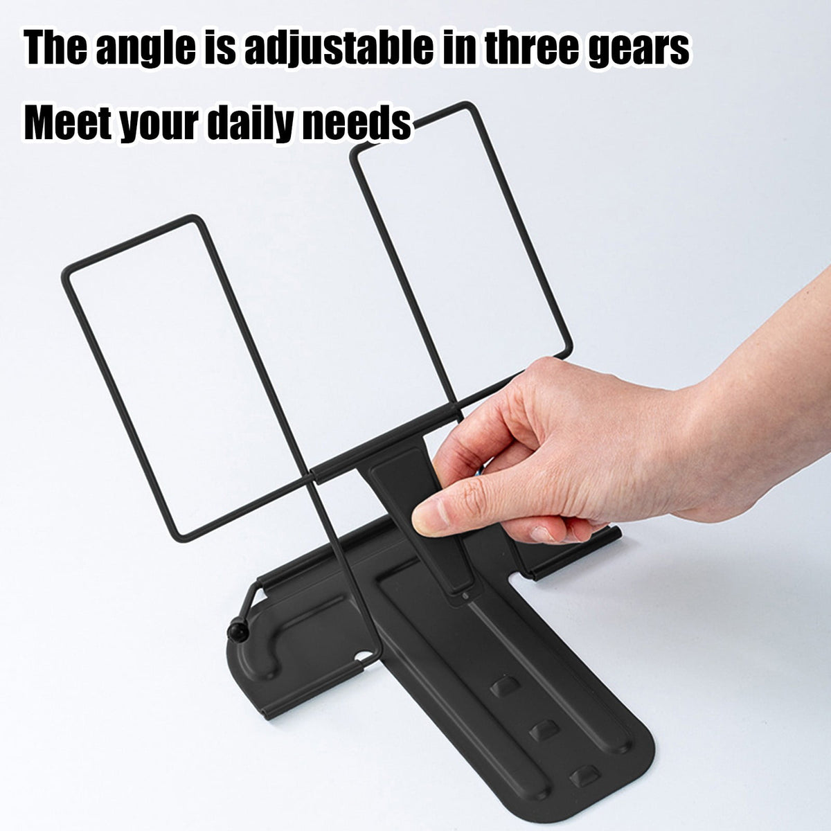 Adjustable Metal Book Stand, 7 x 9.5 Inch Reading Rest with Page Clips - Image 4
