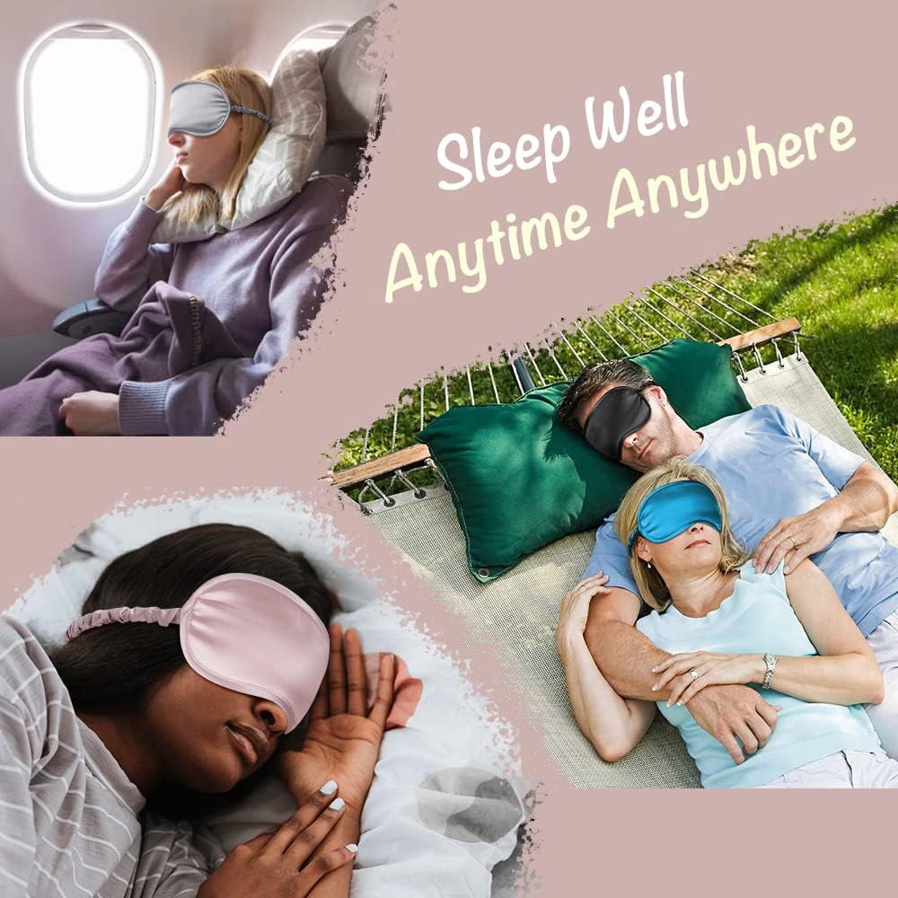 Silk Sleep Mask in Pink, Padded Blindfold with Elastic Headband - Image 5