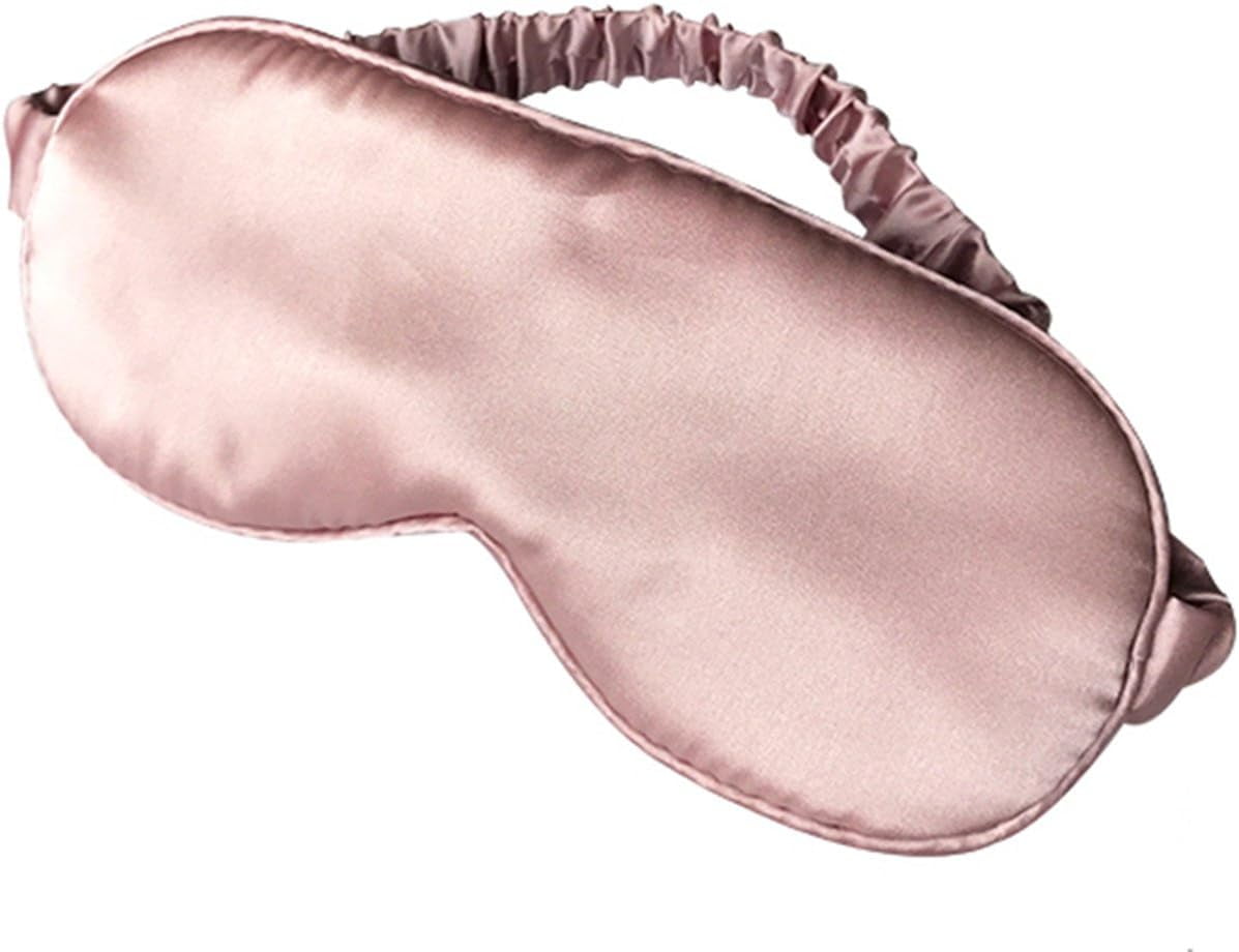 Silk Sleep Mask in Pink, Padded Blindfold with Elastic Headband
