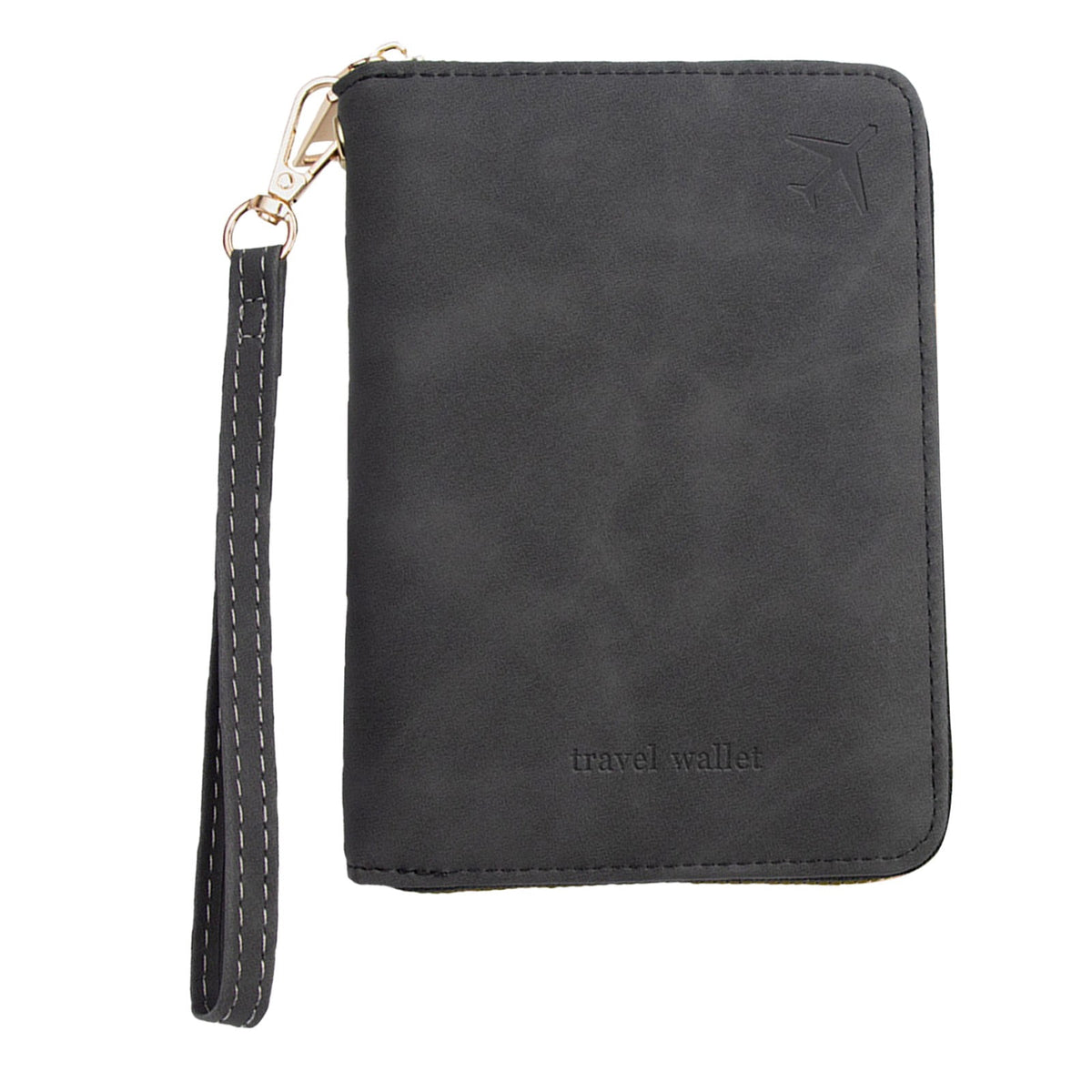 RFID Blocking Passport Wallet, Zip Travel Document Organizer in Faux Leather