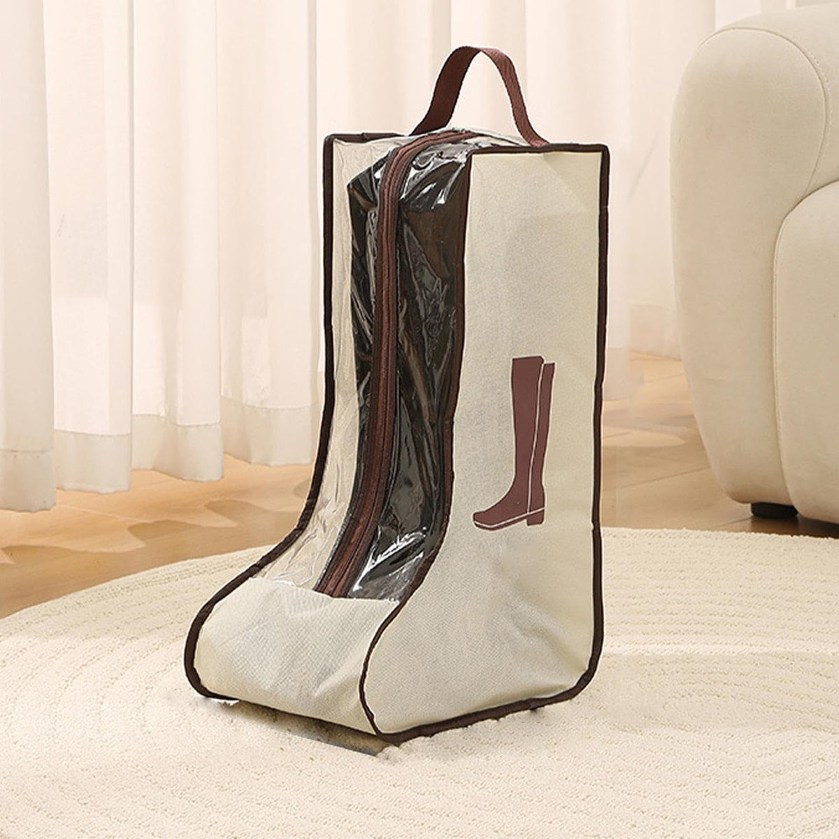 Tall Boot Storage Bags in Khaki, 11 x 7.8 x 18.9 Inch Zip Shoe Covers - Image 5