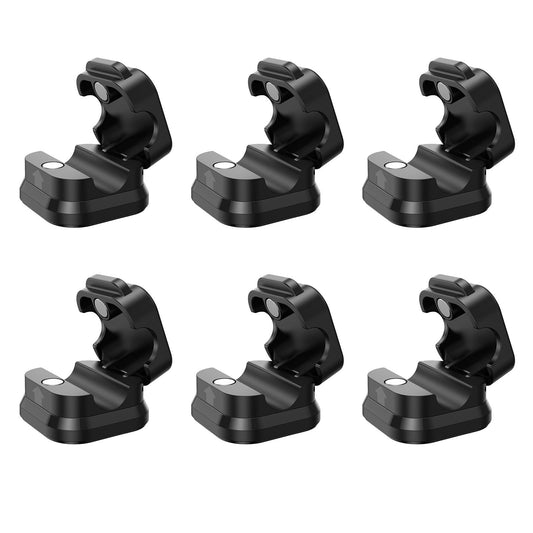 Magnetic Cable Clips, Six Adhesive Cord Holders in White and Charcoal