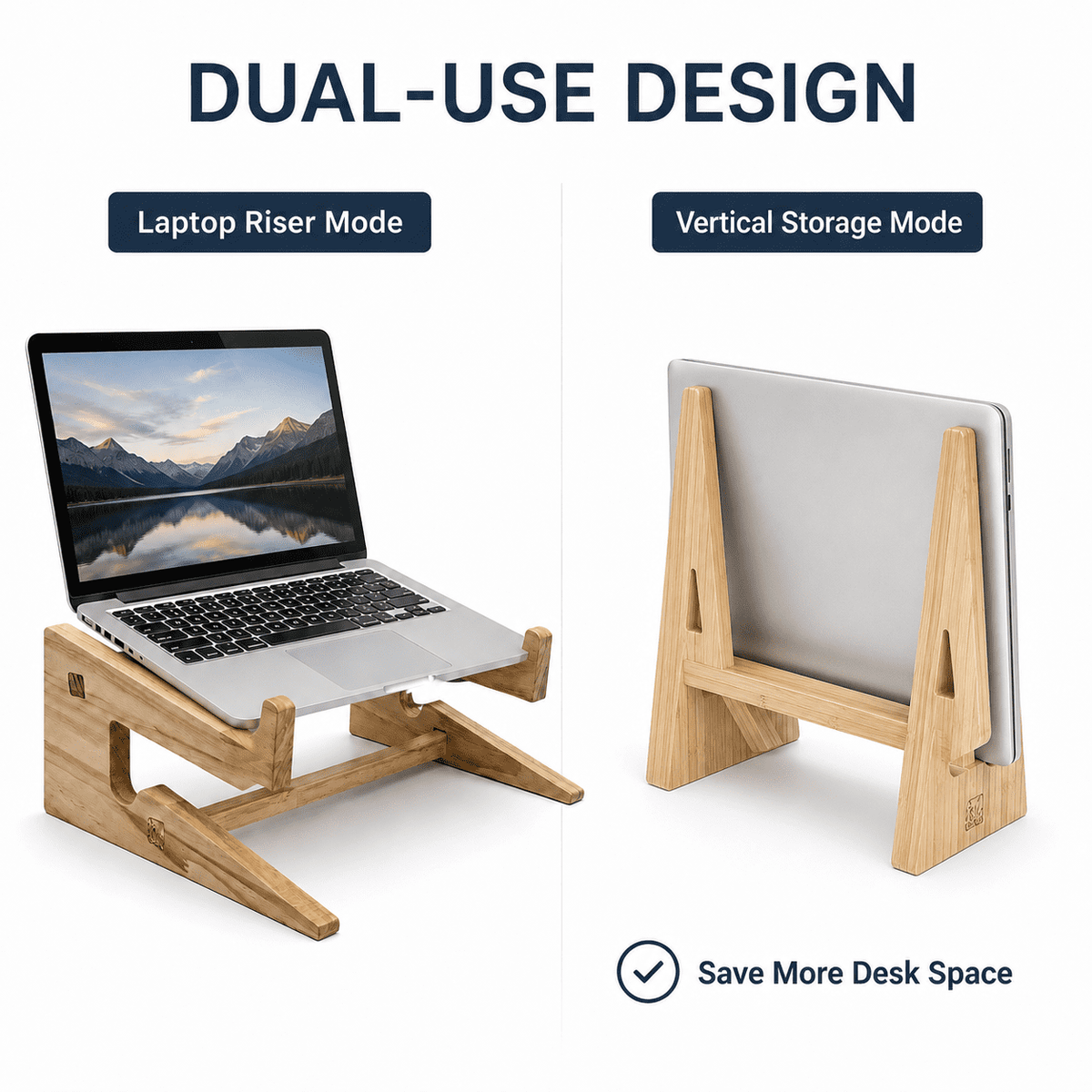 Solid Wood Laptop Riser for 14.8 to 17.6 Inch Machines, 18 Degree Tilt - Image 4