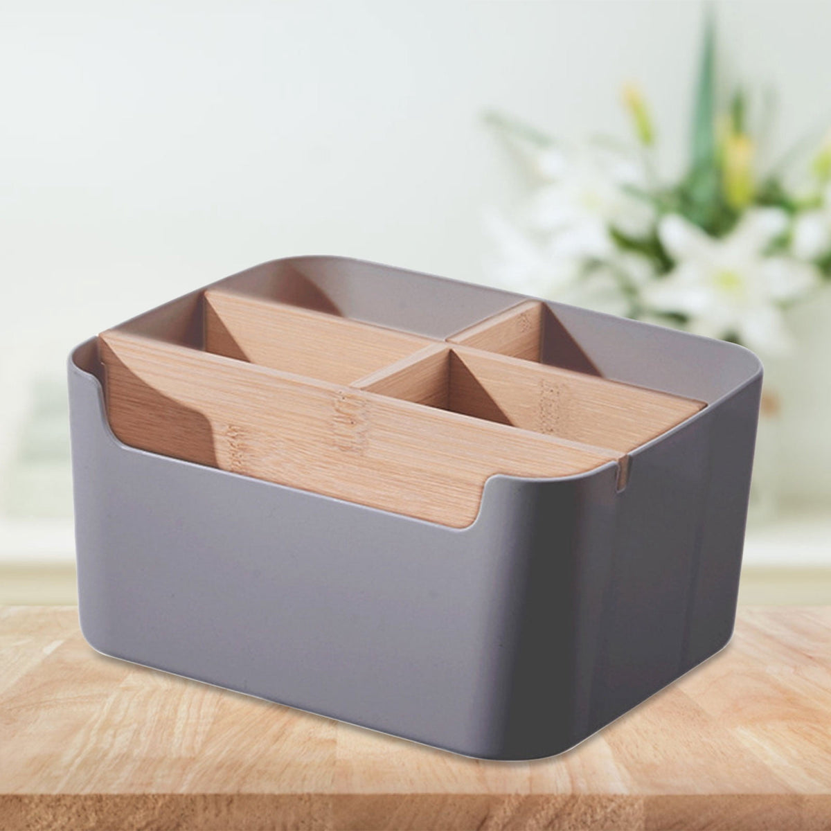 Five Compartment Desk Caddy, Detachable Organizer for Remotes and Stationery - Image 4