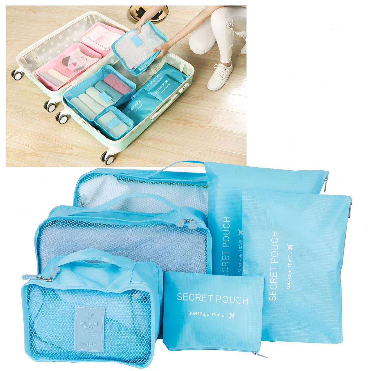 Compression Packing Cubes, Six Piece Travel Set with Mesh Panels - Image 3