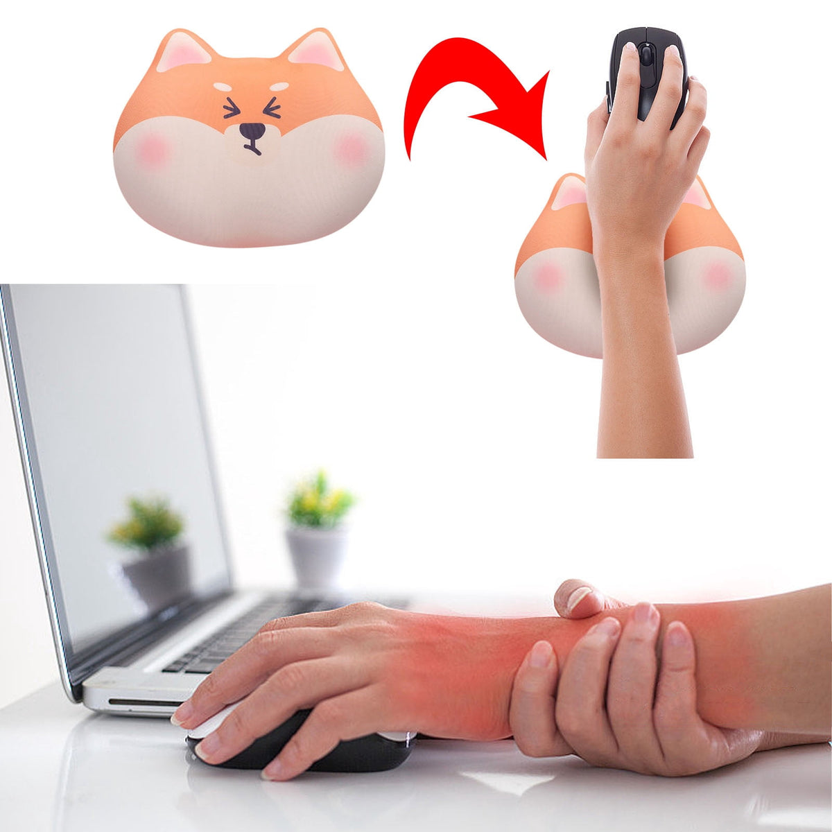 Silicone Wrist Rest with Foam Core, Dog Shaped Support for Mouse or Keyboard - Image 2