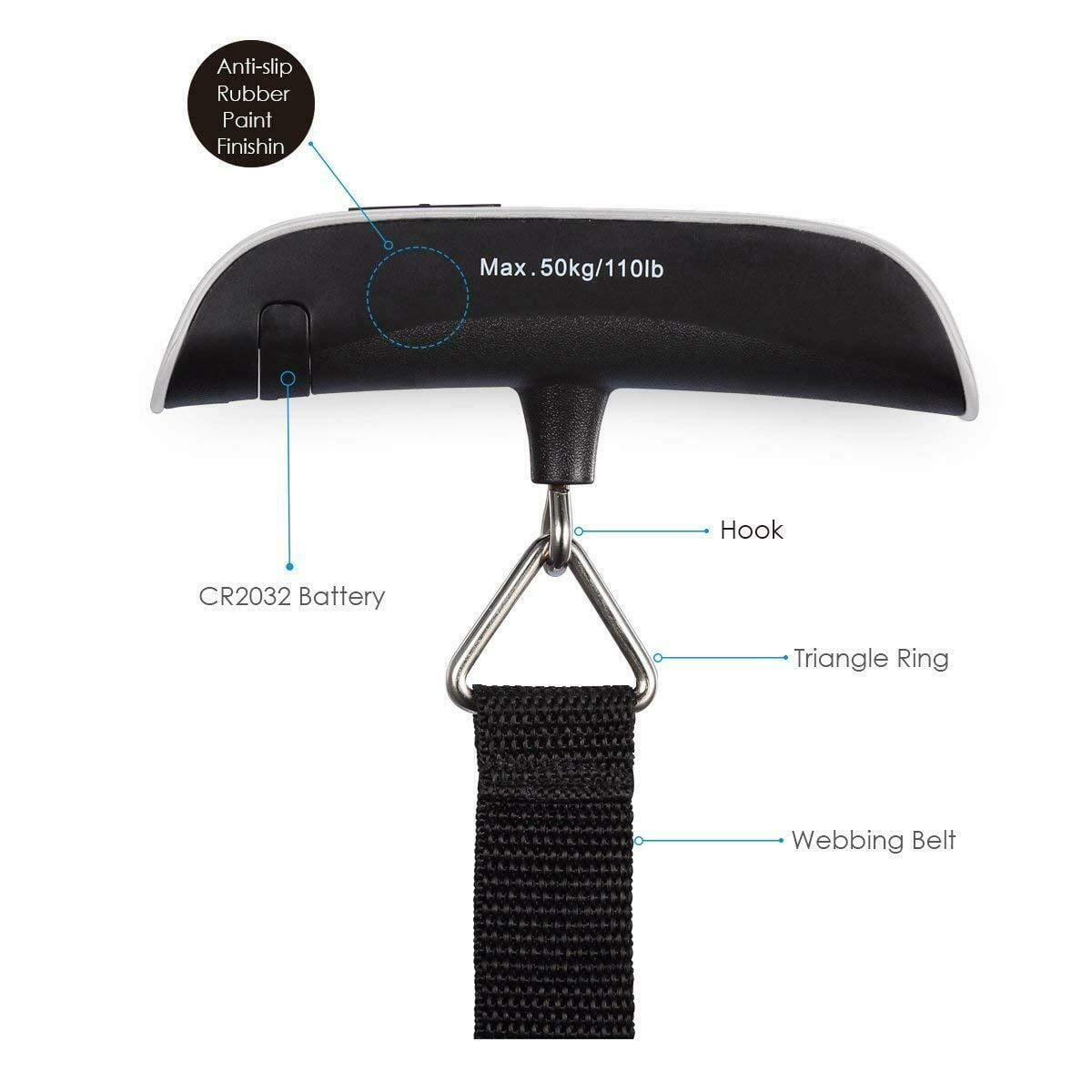 Handheld Luggage Scale, Digital Hanging Weigher up to 110 Pounds - Image 4